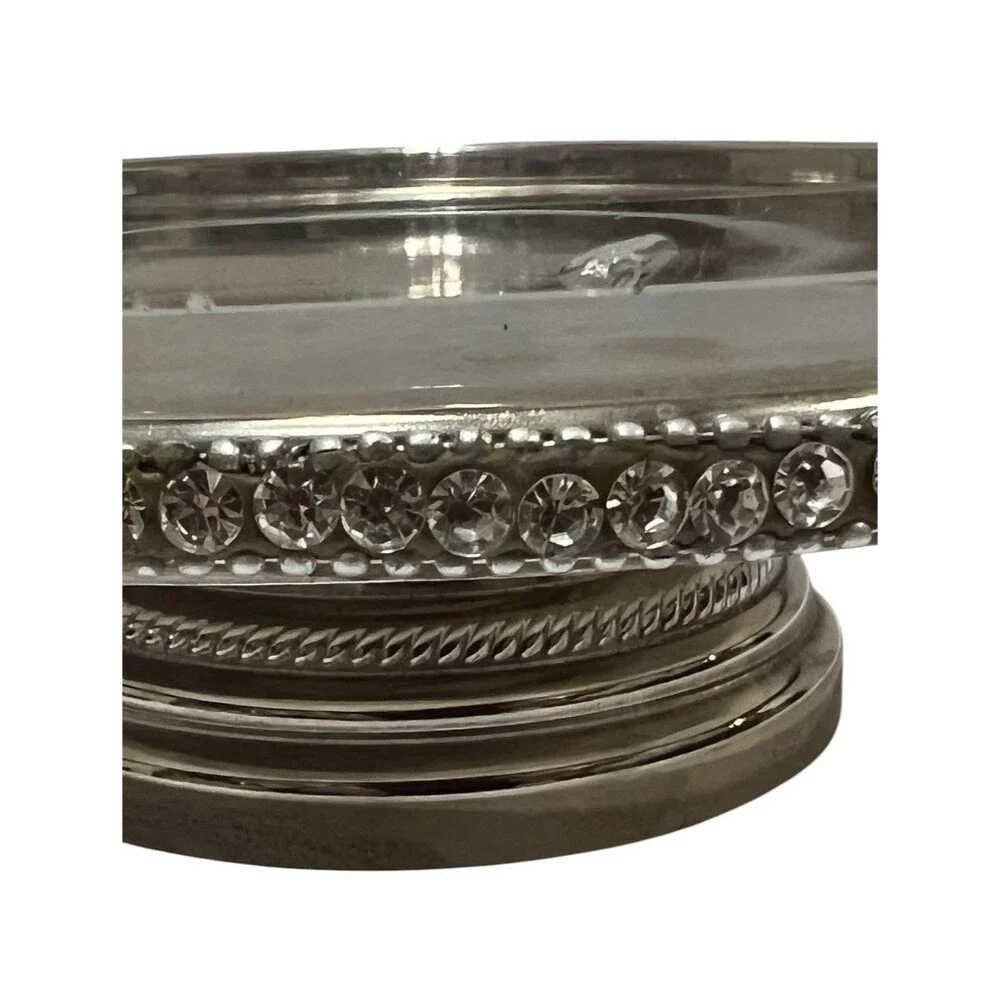 Crystal Rhinestone Pedestal Cake Stand Pastry Keeper w Metal Base